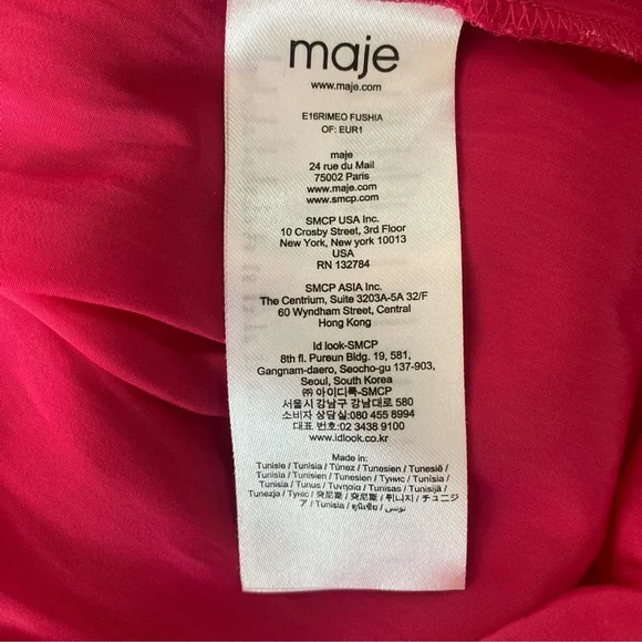 Maje V Neck Short Sleeve Fuschia Pink Flowy Mini Dress - 3 (approx M) - Picture 14 of 16